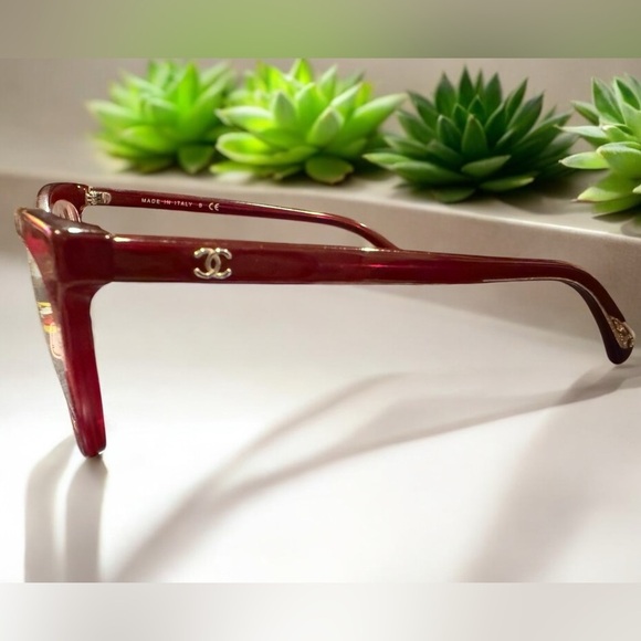 CHANEL 3341 c. 1528 52 16 140 Wine Red Cat-Eye Glasses EUC - Picture 4 of 8